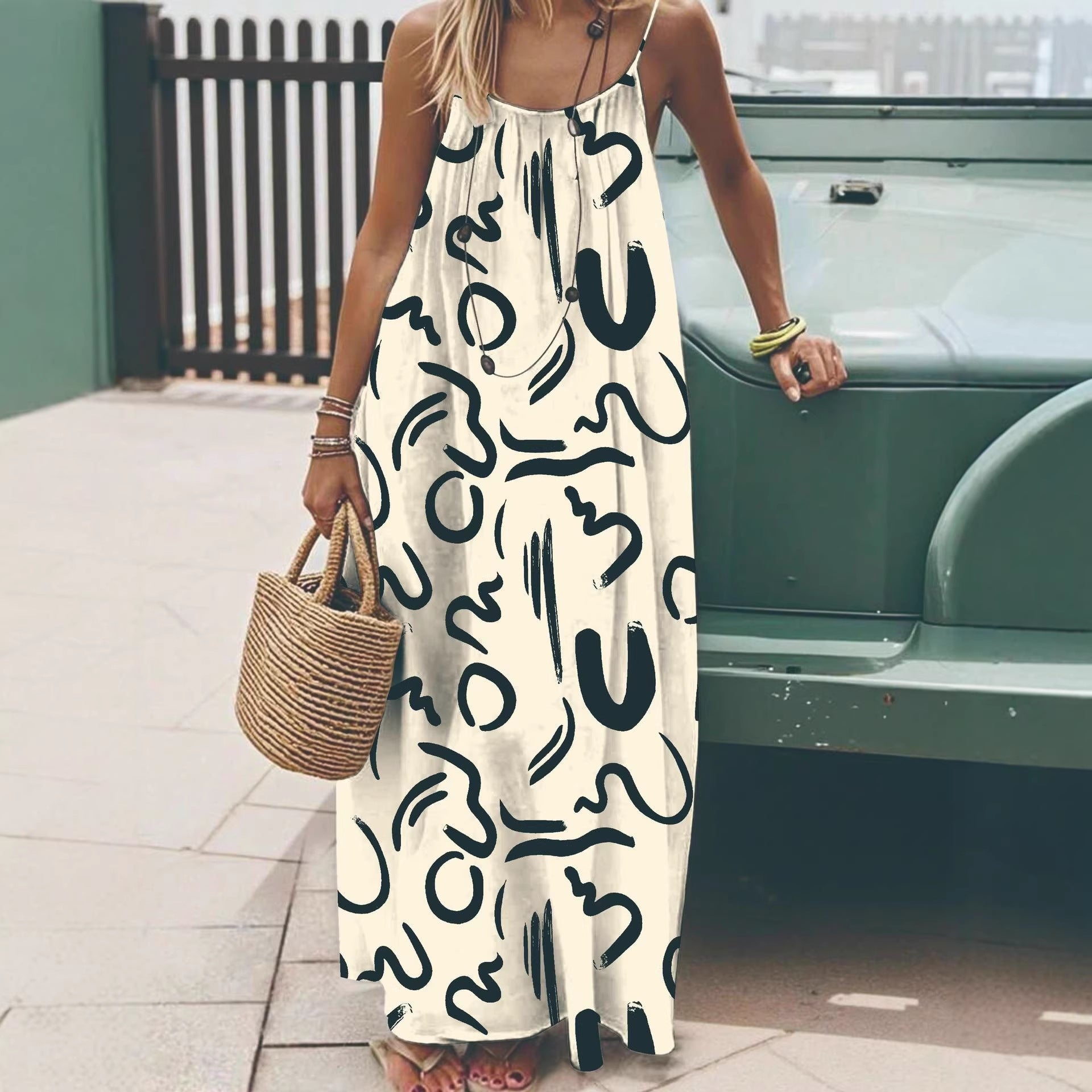 loose maxi dress casual Strappy Open-Back – Fit D448ABLACKTIJY Monstand Green Brocade Gown hang to dry Color:CHAMPAGNE PINK
