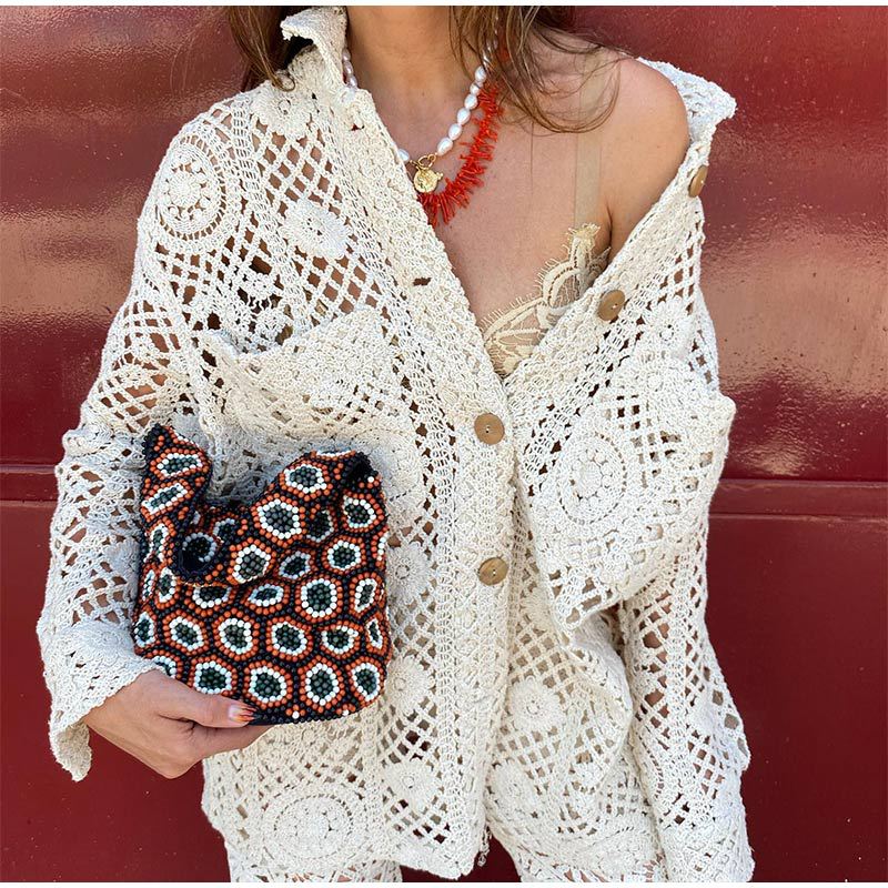 Women's Open Knit Cardigan – Lattice Lapel Layering Piece