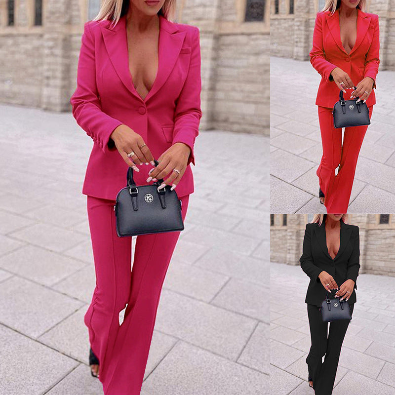 Women's Two-Piece Suit Set – Office Blazer & Pants