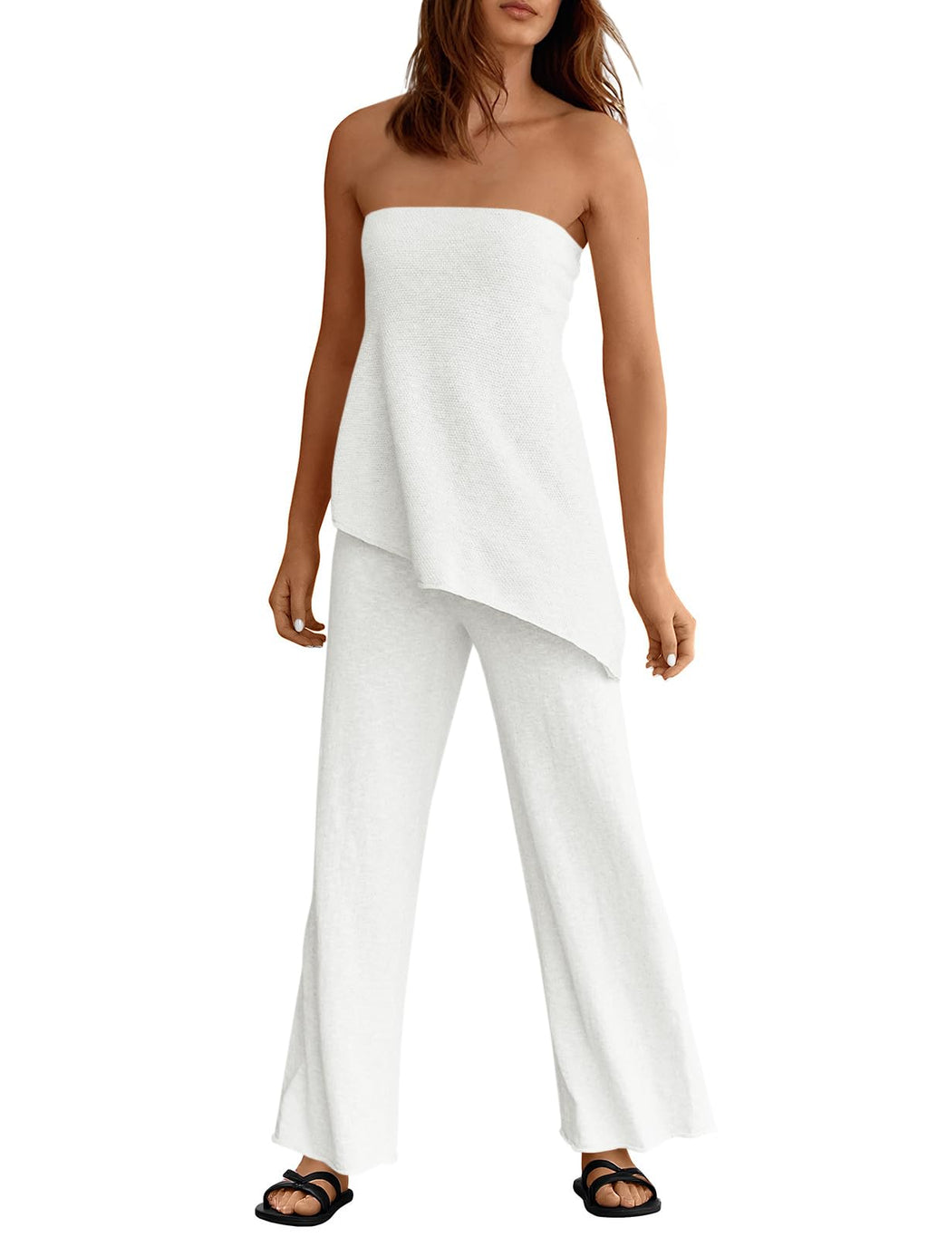 Asymmetrical Tube Top & Wide-Leg Pants Set