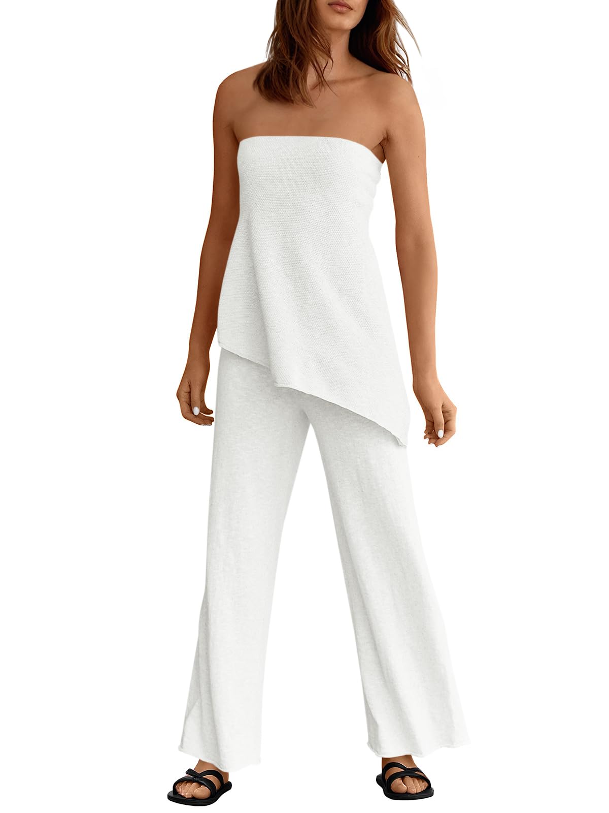 Asymmetrical Tube Top & Wide-Leg Pants Set
