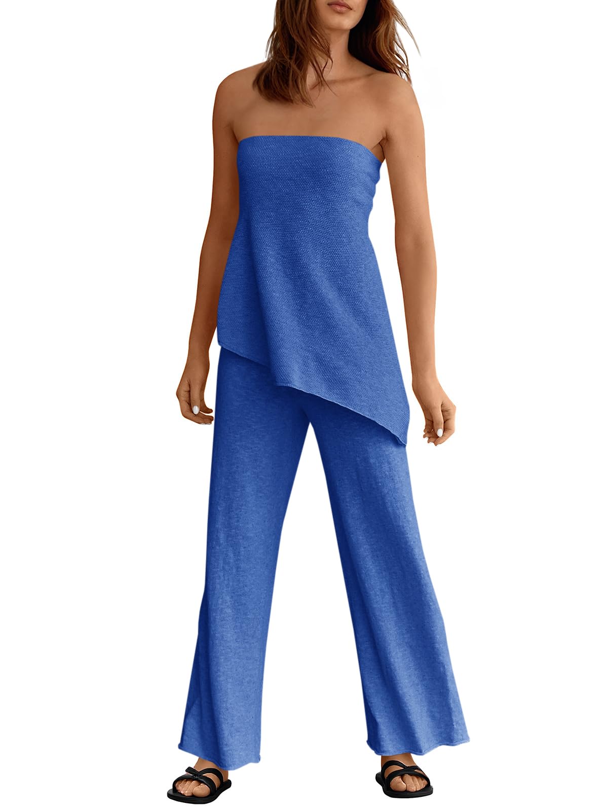 Asymmetrical Tube Top & Wide-Leg Pants Set