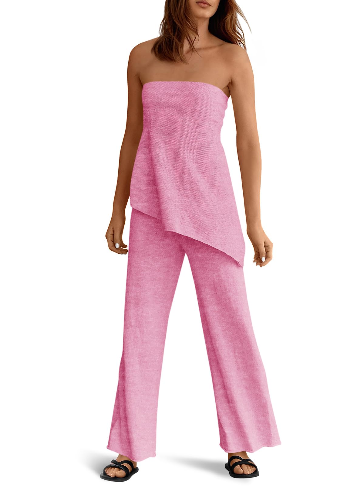 Asymmetrical Tube Top & Wide-Leg Pants Set