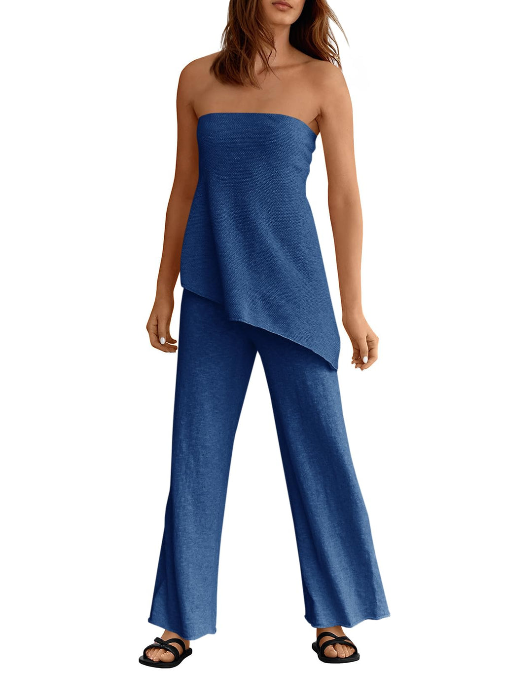 Asymmetrical Tube Top & Wide-Leg Pants Set