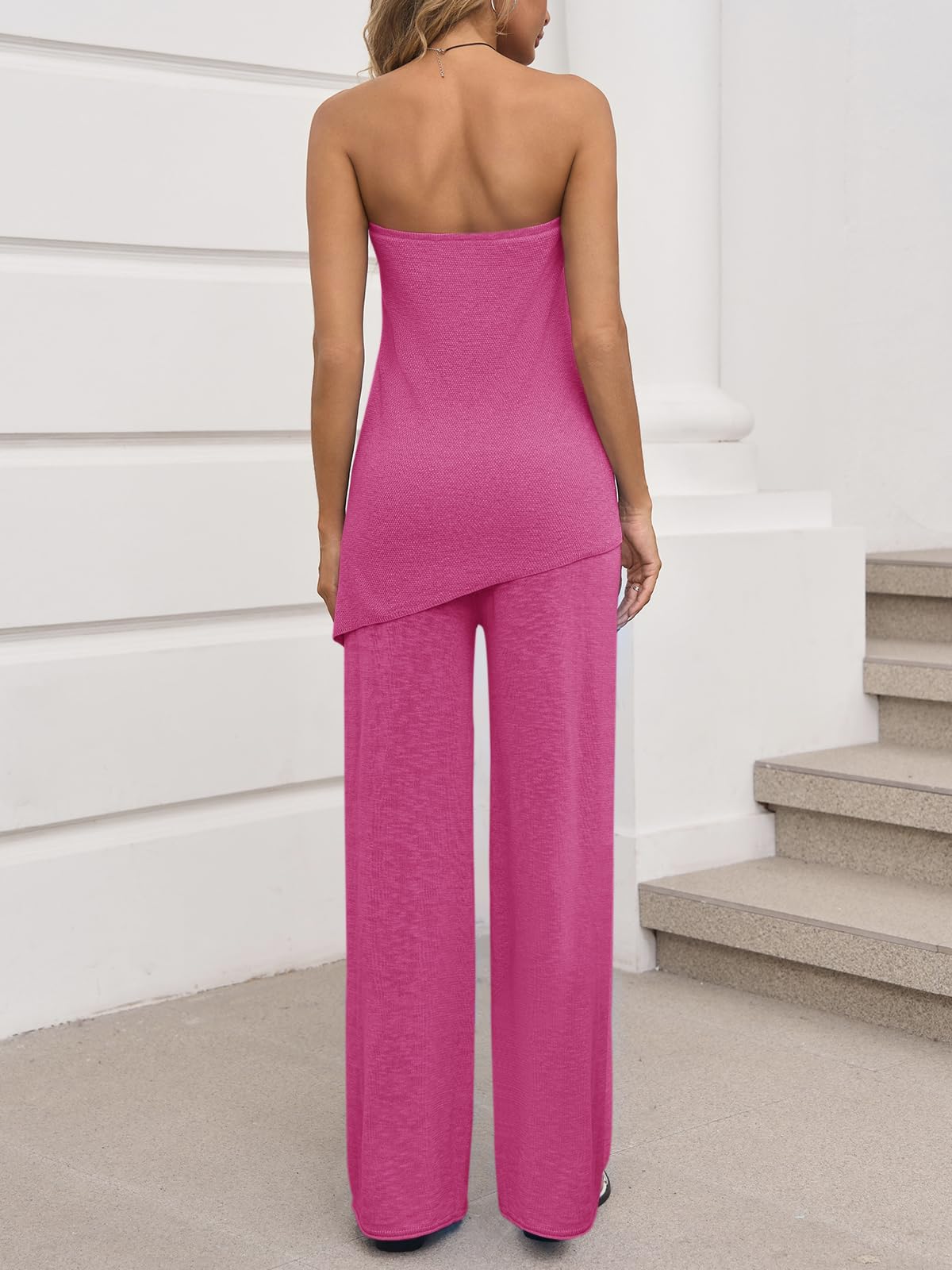 Asymmetrical Tube Top & Wide-Leg Pants Set