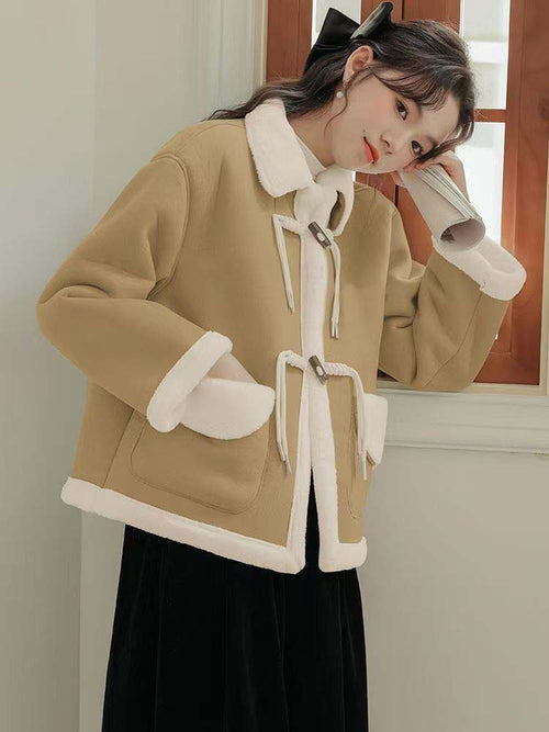 The Mercer Lambswool Coat – Khaki, Pink & Light Green