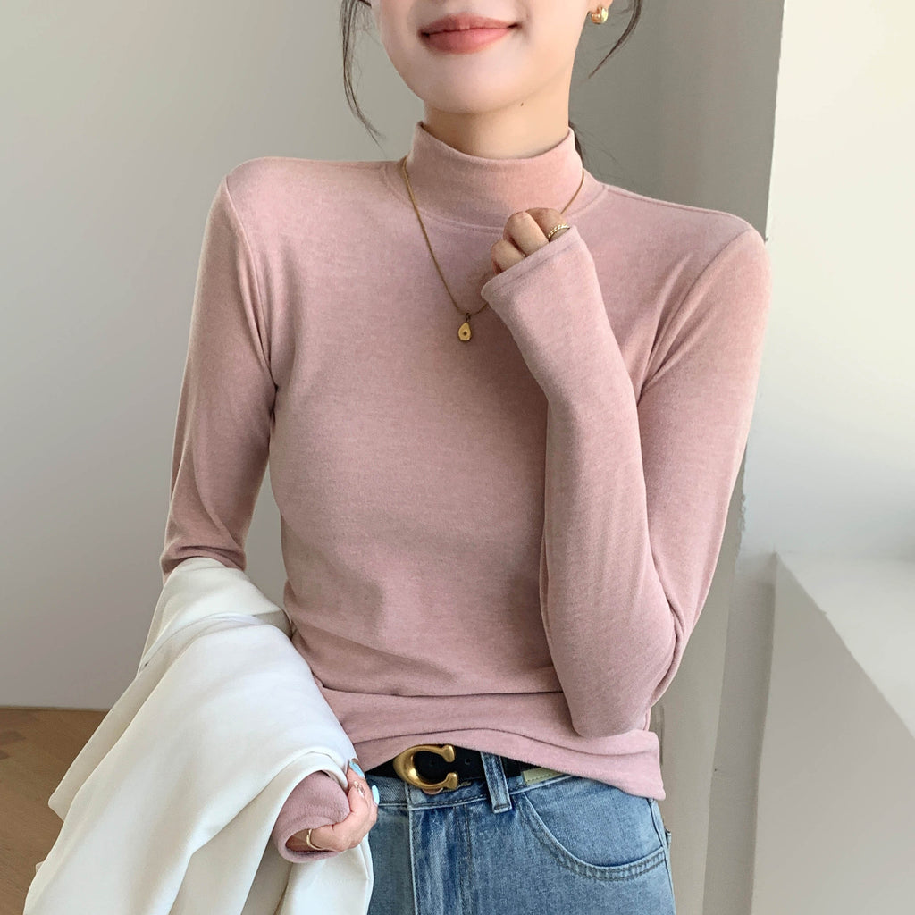 Women's Long Sleeve Turtleneck Top – Minimalist Layering